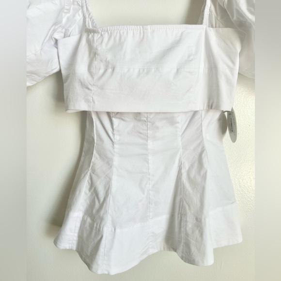 NWT STAUD palermo corset top in white | square neck puff sleeves | size XS - Picture 4 of 12